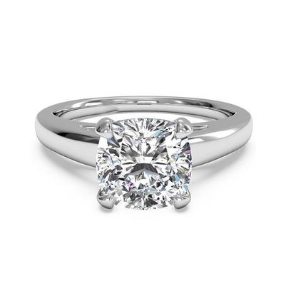 Bague De Fiançailles Naturel Diamant Taille Coussin 3 Carats Étincelants En Or Blanc