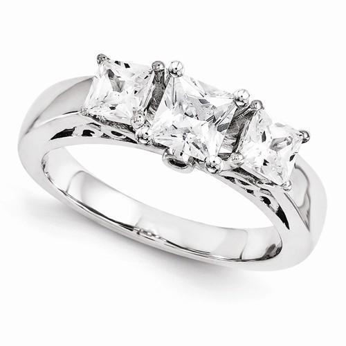 Bague De Fiançailles Naturel Diamant Trois Pierres 2 Carats Or Blanc 14 Carats