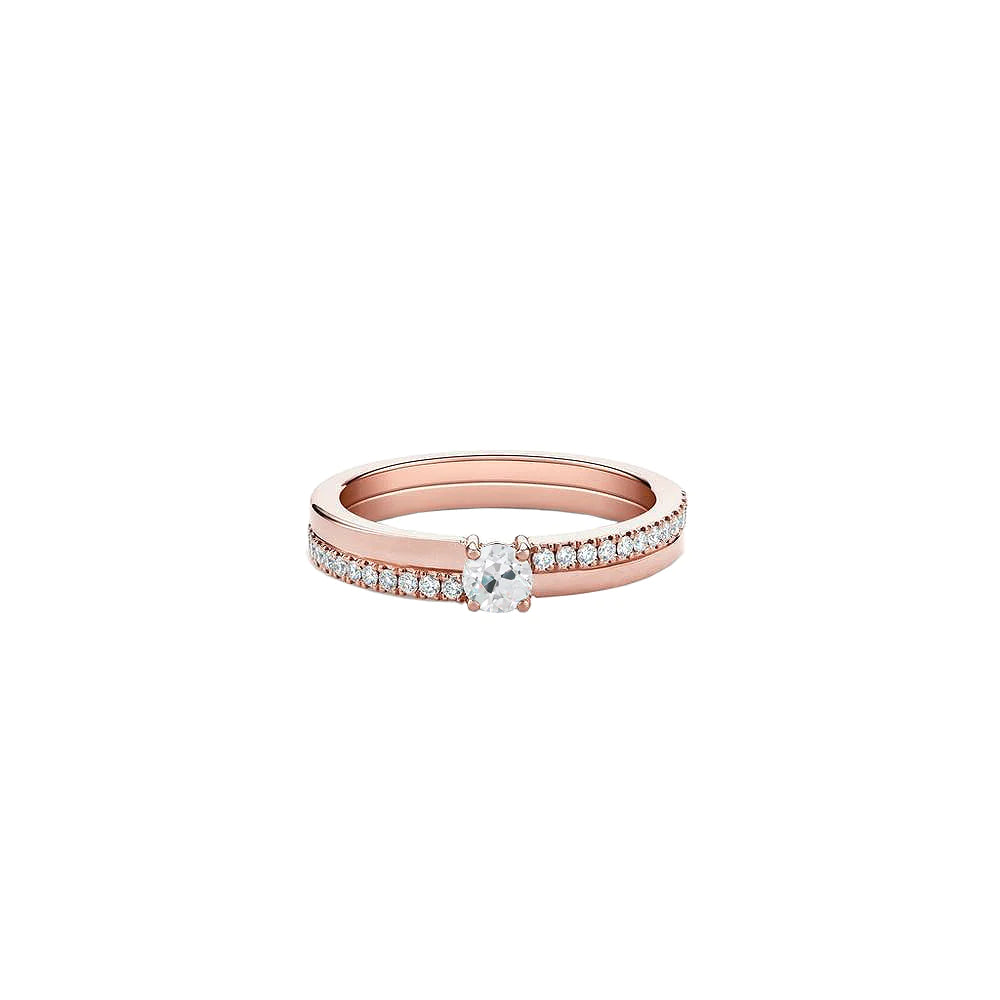Bague De Fiançailles Or Rose Sertie De Réel Diamants Ronds Taille Ancienne 1.85 Carats