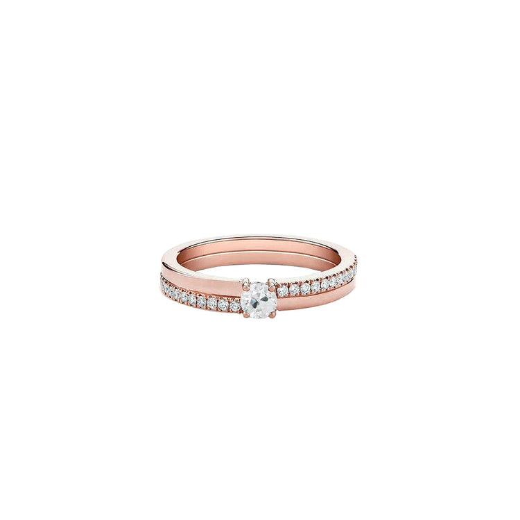 Bague De Fiançailles Or Rose Sertie De Réel Diamants Ronds Taille Ancienne 1.85 Carats