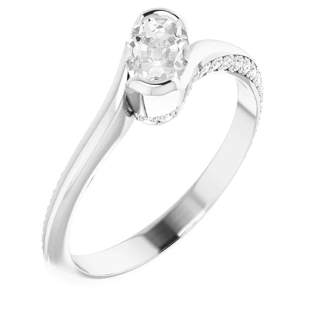 Bague De Fiançailles Ovale Avec Réel Diamants Européens Anciens 5.50 Carats Style Torsadé