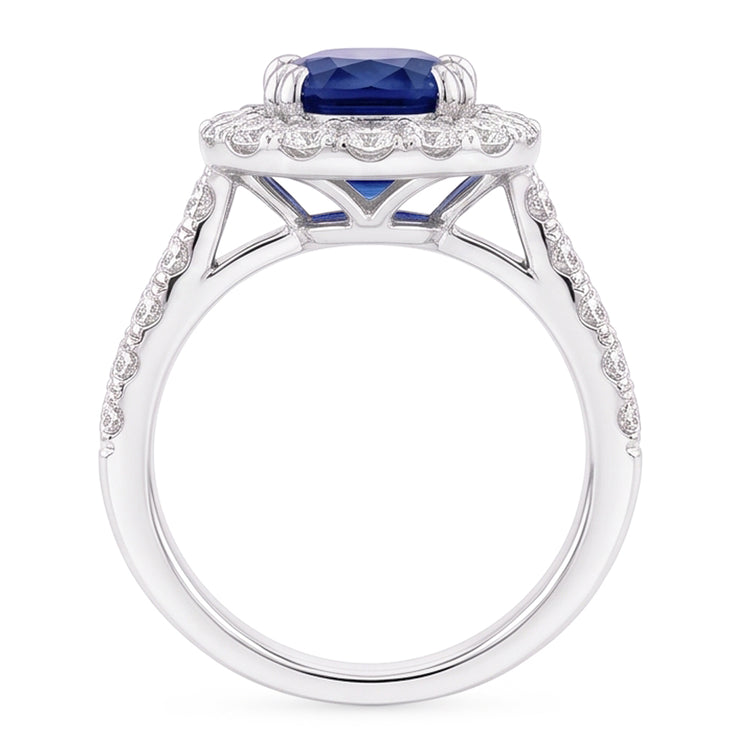 Bague De Fiançailles Ovale Avec Saphir Halo De 6 Carats