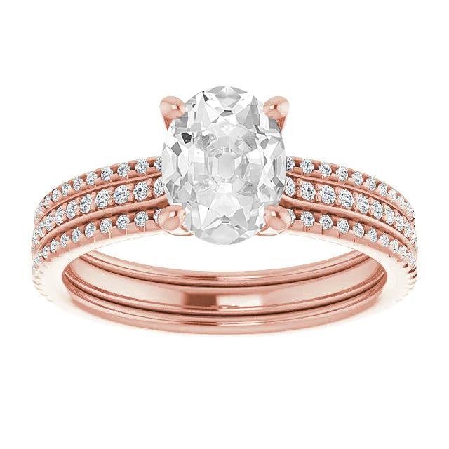Bague De Fiançailles Ovale Réel Diamant Taille Ancienne Sertie Griffes 9 Caratsbr