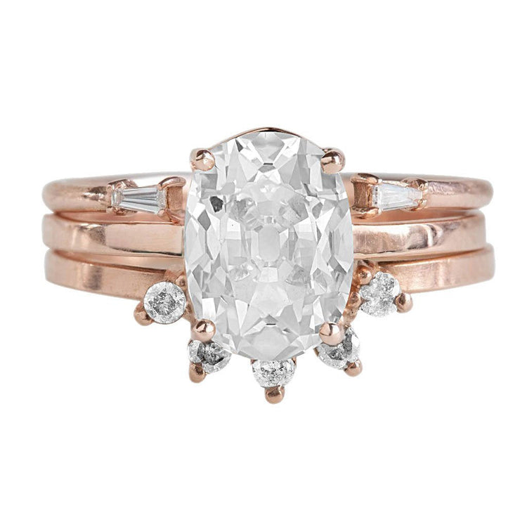 Bague De Fiançailles Ovale Sertie De Réel Diamants Taillés Dans Une Ancienne Mine Bijoux En Or 8,60 Carats
