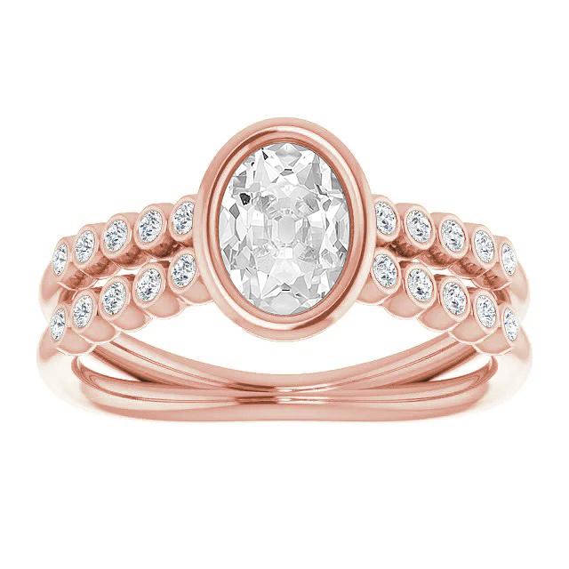 Bague De Fiançailles Ovale Véritable Diamants Taille Ancienne Serti Clos 5 Carats Tige Fendue