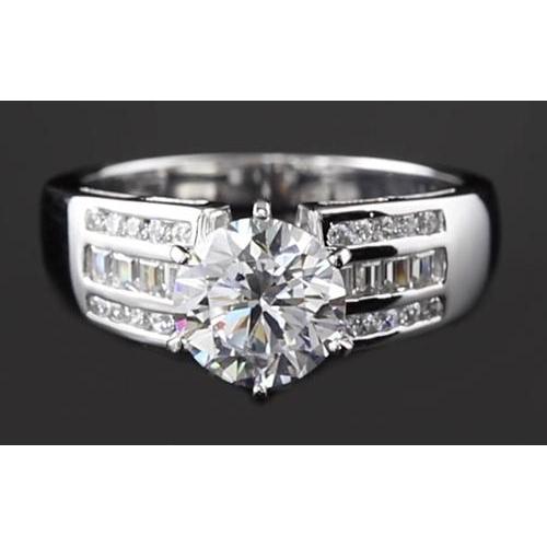 Bague De Fiançailles Pour Femme À Tige Épaisse Avec Réel Diamant Rond De 2.75 Carats