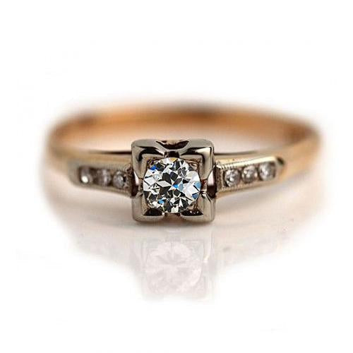 Bague De Fiançailles Pour Femme Avec Accents Naturel Diamant Rond Taille Ancienne 1 Carat