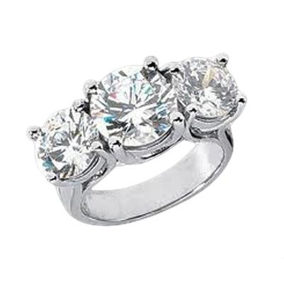Bague De Fiançailles Pour Femme En Or Blanc Et Réel Diamants 4 Carats A Trois Pierres