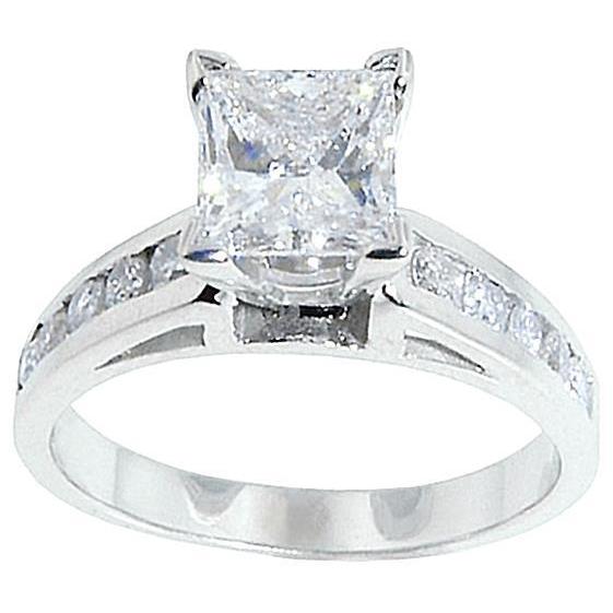 Bague De Fiançailles Princesse Réel Diamant De Haute Qualité 2.01 Carats New Solitaire
