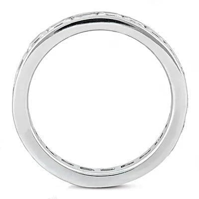 Bague De Fiançailles Princesse Réel Diamant Eternité 4.40 Cts. Or Blanc 14K