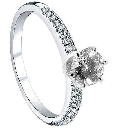 Bague De Fiançailles Réel Diamant 1.51 Carat Solitaire Avec Accents