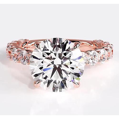 Bague De Fiançailles Réel Diamant 6.40 Carats Or Rose Femme Bijoux