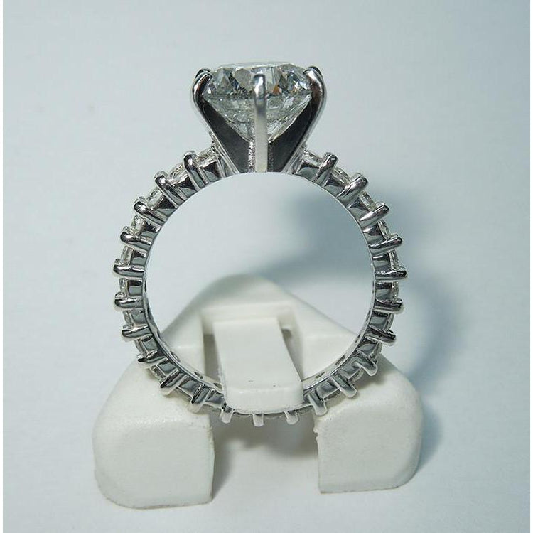 Bague De Fiançailles Réel Diamant Accentué 5.25 Carats Or Blanc 14K