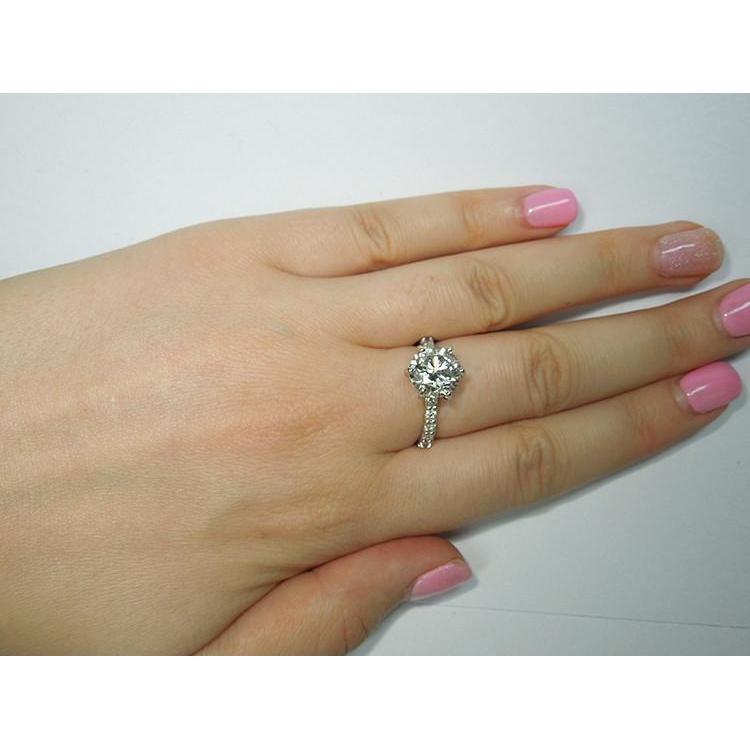 Bague De Fiançailles Réel Diamant Accentué 5.25 Carats Or Blanc 14K