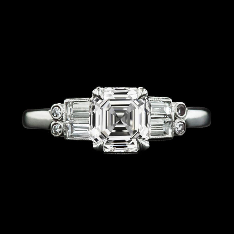 Bague De Fiançailles Réel Diamant Asscher & Baguette Sertie De Griffes 5.75 Carats