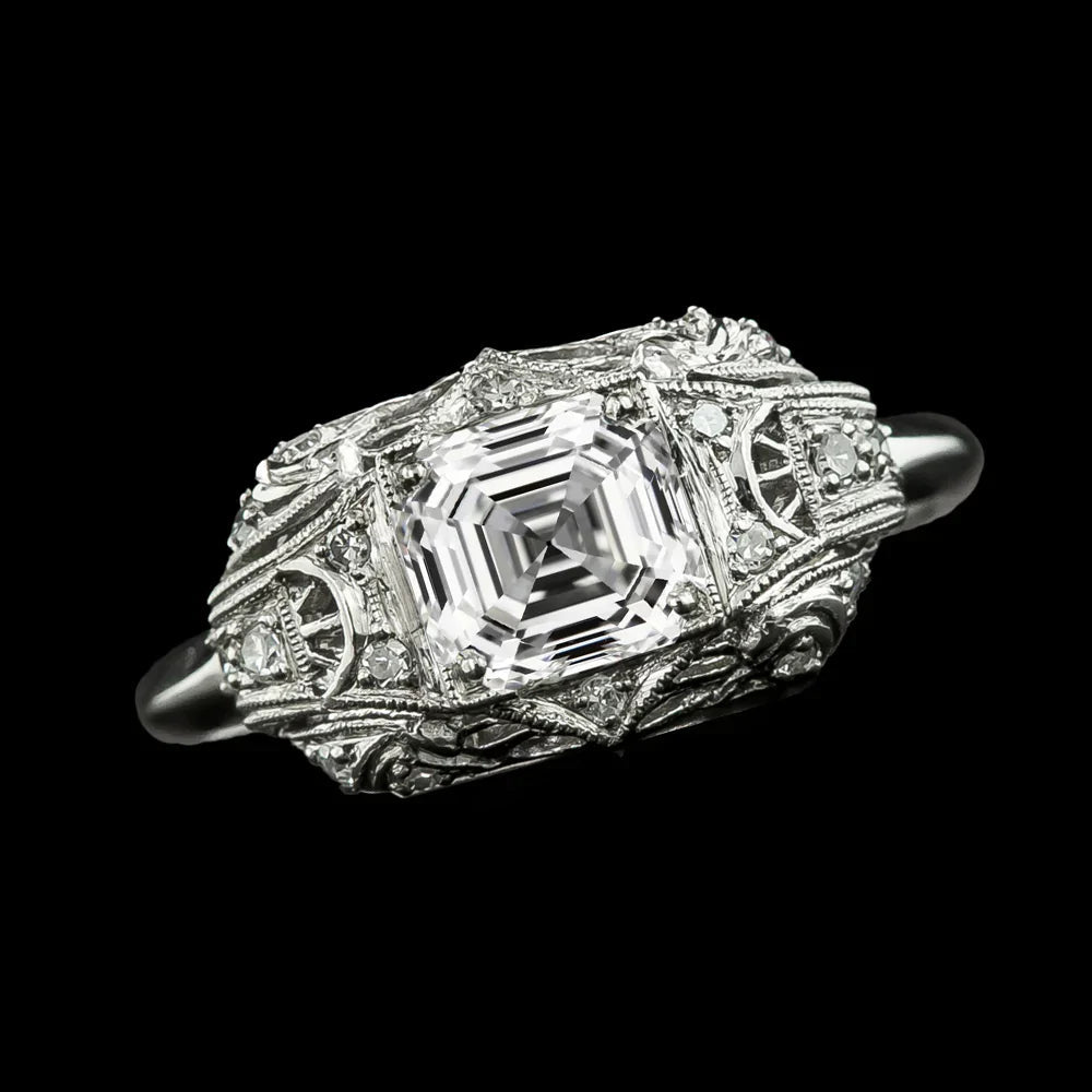 Bague De Fiançailles Réel Diamant Asscher Miligrain 4.35 Carats