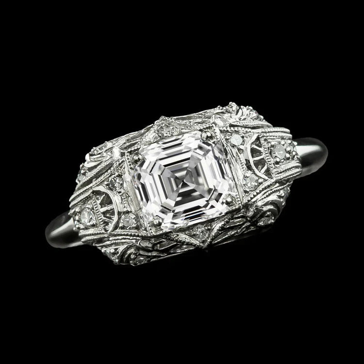 Bague De Fiançailles Réel Diamant Asscher Miligrain 4.35 Carats