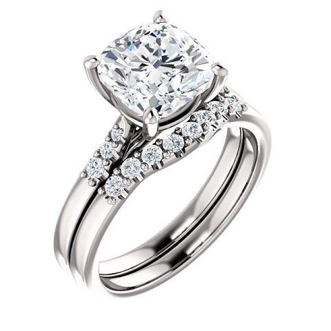 Bague De Fiançailles Réel Diamant Coussin Avec Accents 3.15 Carats Bijoux Neuf