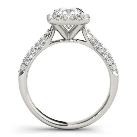 Bague De Fiançailles Réel Diamant Coussin Etincelant 2 Carats En Or Massif 14 Carats