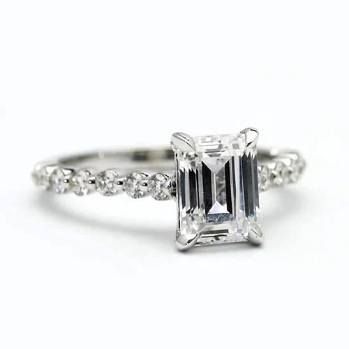 Bague De Fiançailles Réel Diamant Emeraude