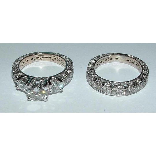 Bague De Fiançailles Réel Diamant Etincelant 3.51 Carats Sertie Or Blanc