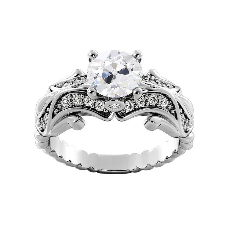 Bague De Fiançailles Réel Diamant Fantaisie Taille Ancienne De Style Antique De 3.25 Carats