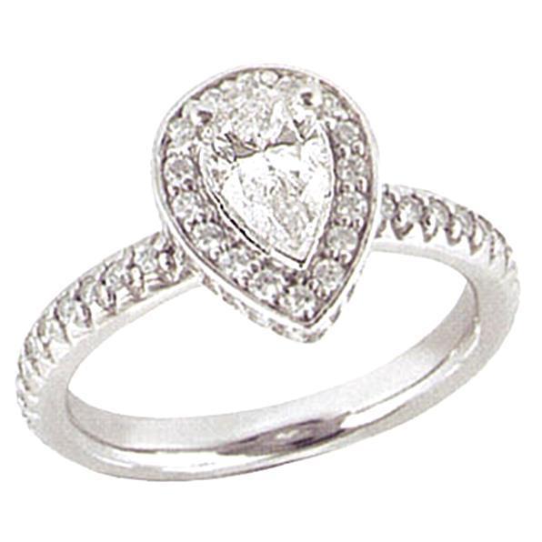 Bague De Fiançailles Réel Diamant Halo En Forme De Poire 2.01 Carats