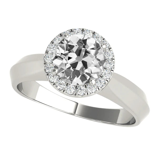 Bague De Fiançailles Réel Diamant Halo Vieux Mineur 4.75 Carats Or Blanc 14K