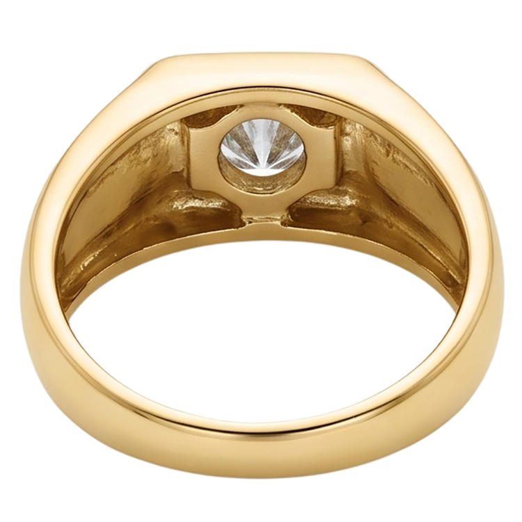 Bague De Fiançailles Réel Diamant Naturels Extraits des Mines ( et non cultivés en laboratoire ) Solitaire Pour Hommes 0.50 Carats Or Jaune 14K