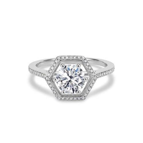 Bague De Fiançailles Réel Diamant Rond 2.56 Carats Halo