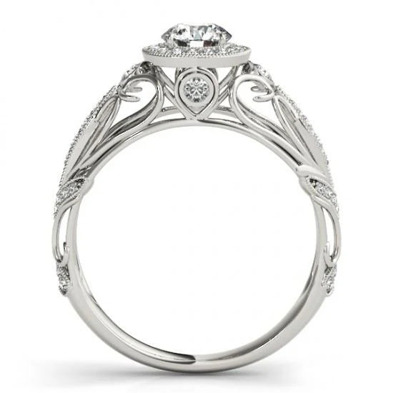 Bague De Fiançailles Réel Diamant Rond Anniversaire 1.10 Carat WG 14K