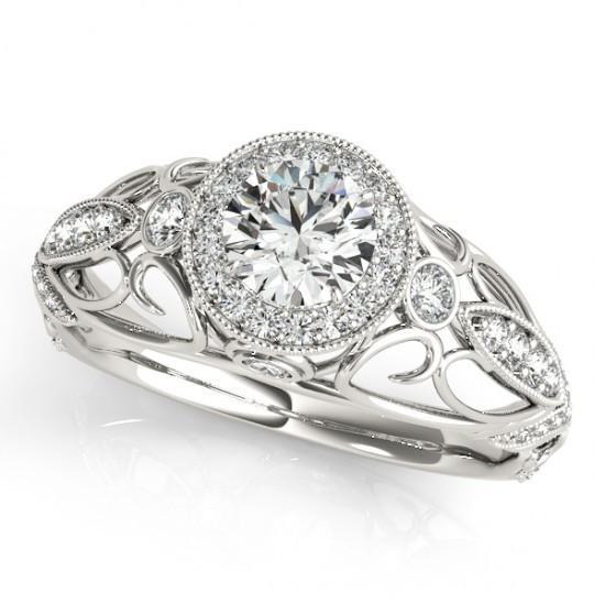 Bague De Fiançailles Réel Diamant Rond Anniversaire 1.10 Carat WG 14K