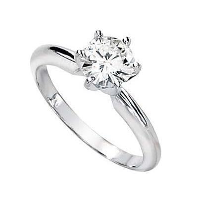 Bague De Fiançailles Réel Diamant Rond Lady 1.10 Carat Or Blanc 14K
