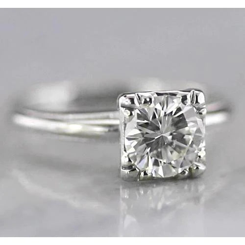 Bague De Fiançailles Réel Diamant Rond Solitaire 1 Carat