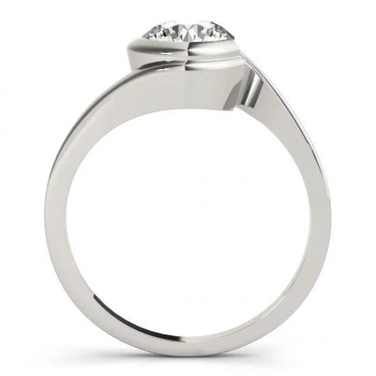Bague De Fiançailles Réel Diamant Rond Solitaire 1.50 Carat Or Blanc 14K