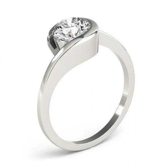 Bague De Fiançailles Réel Diamant Rond Solitaire 1.50 Carat Or Blanc 14K