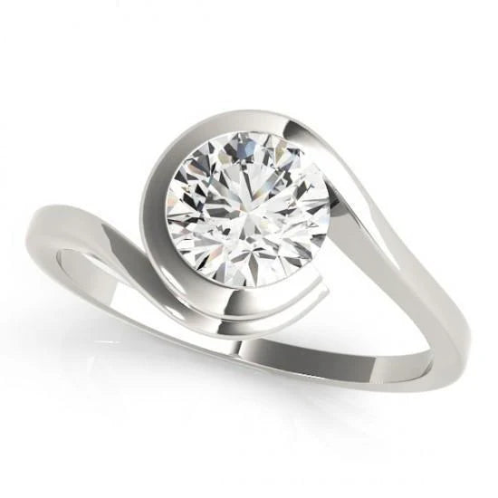 Bague De Fiançailles Réel Diamant Rond Solitaire 1.50 Carat Or Blanc 14K
