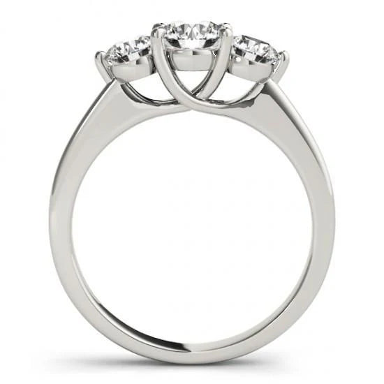 Bague De Fiançailles Réel Diamant Rond Trois Pierres 2 Carats Or Blanc 14K