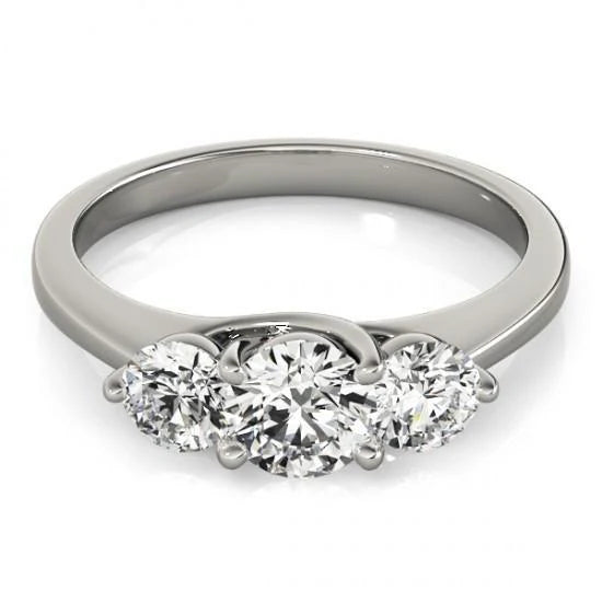 Bague De Fiançailles Réel Diamant Rond Trois Pierres 2 Carats Or Blanc 14K