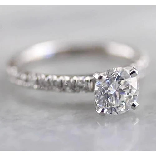 Bague De Fiançailles Réel Diamant Serti Griffes Or Blanc 2 Carats Or Blanc 14K