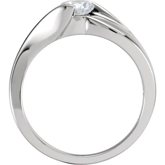 Bague De Fiançailles Réel Diamant Solitaire 1 Carat Or Blanc 14K