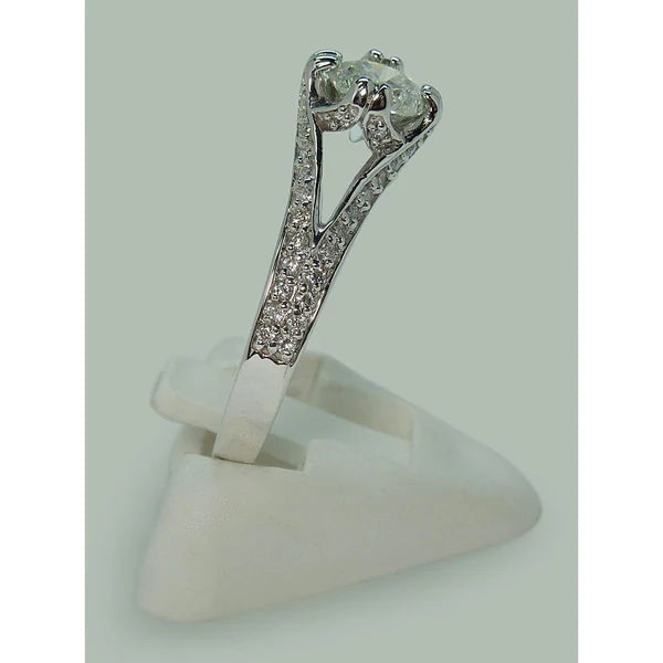 Bague De Fiançailles Réel Diamant Solitaire A Tige Fendue Avec Accents 1.65 Carats