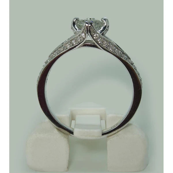 Bague De Fiançailles Réel Diamant Solitaire A Tige Fendue Avec Accents 1.65 Carats