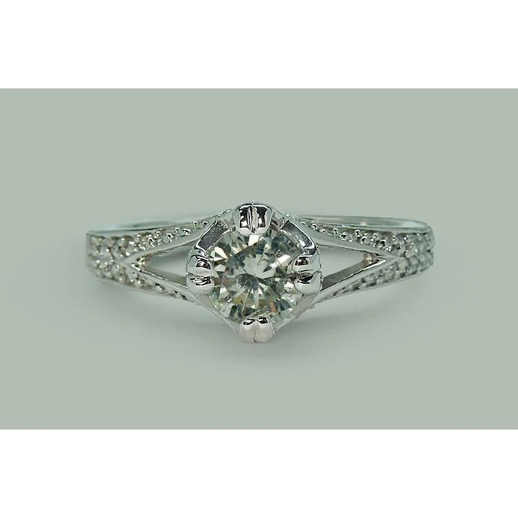 Bague De Fiançailles Réel Diamant Solitaire A Tige Fendue Avec Accents 1.65 Carats
