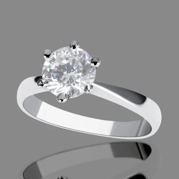 Bague De Fiançailles Réel Diamant Solitaire En Or Blanc 1.25 Carat