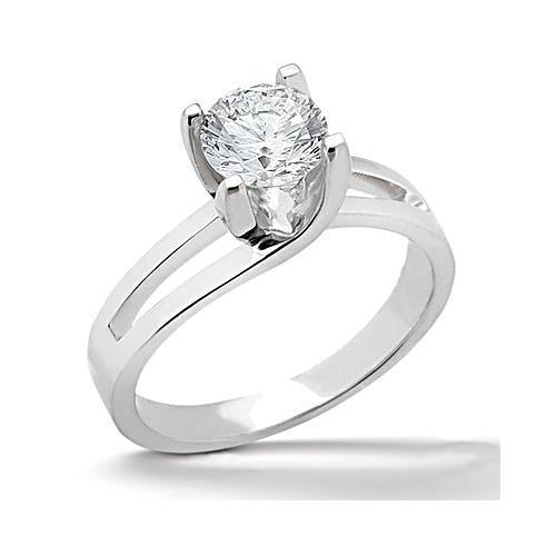Bague De Fiançailles Réel Diamant Solitaire Etincelant De 0.75 Carat En Or Blanc 14K