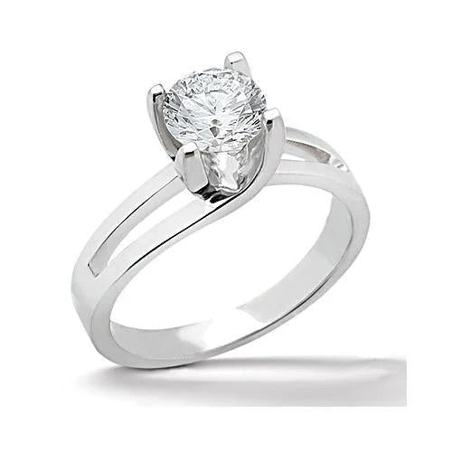 Bague De Fiançailles Réel Diamant Solitaire Femme Or Blanc 1.25 Carat