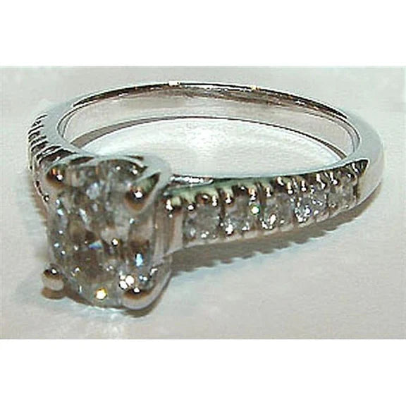 Bague De Fiançailles Réel Diamant Solitaire Femme Or Blanc 1.51 Carats