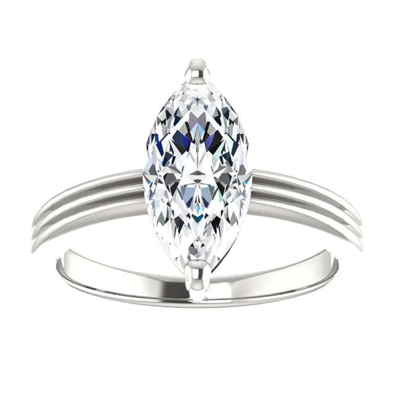 Bague De Fiançailles Réel Diamant Solitaire Marquise 2 Carats