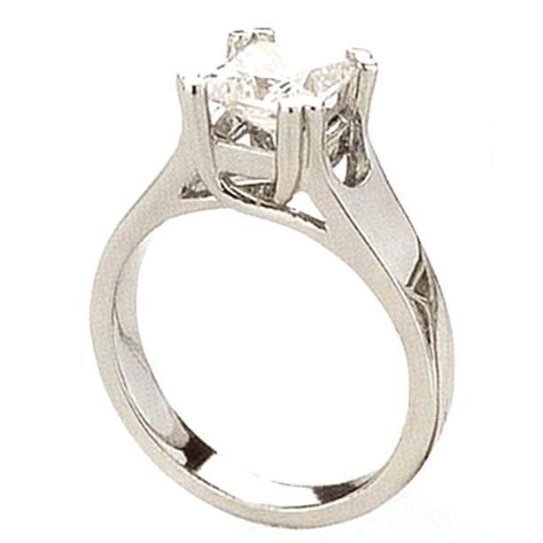 Bague De Fiançailles Réel Diamant Solitaire Princesse 1.51 Carat